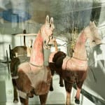 Antiquités chinoises cheval dragon de la dynastie Han et charrette à cheval en bois Galerie Art Yi Galerie d'art de Bruxelles