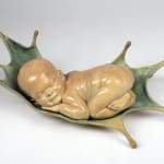 sweet dreams baby sculpture Liang Binbin cute baby sleeping on blue water bronze sculpture contemporary sculpture Art Yi gallery Brussels art gallery