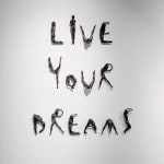 live your dream letter sculpture of Marc de Corte contemporary bronze sculpture personalized phrase poem word sculpture at Art Yi gallery in Brussels