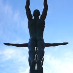 Voor en na beeld Marc de Corte koppelbeeld dansbeeld vrouwenbeeld man beeld naakt menselijk beeld tuinbeeld bronzen beeld hedendaagse beeldhouwkunst Art Yi-galerij Kunstgalerij Brussel