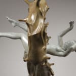 Drijven van gedachten hedendaagse bronzen sculptuur watersculptuur zwemsculptuur vrouwensculptuur een cirkel van water en anaked zwemmende vrouw uit Liang Binbin Chinese kunstenaar beeldhouwer hedendaagse beeldhouwkunst Art Yi-galerij Brusselse kunstgalerij