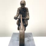 sixty motorcyclist contemporary bronze sculpture of a boy riding on a motorcycle lieven d'haese sport sculpture art art yi Brussels art gallery