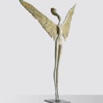 winged hedwige leroux contemporary sculpture bronze art beautiful and fine naked woman or angel with flying wings art yi art gallery brussels