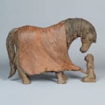 garder au chaud une jolie fille avec son adorable cheval sculpture sculpture animalière contemporaine en bronze sophie verger art yi galerie d'art de bruxelles
