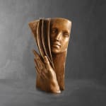 arrière-plan contemporain sculpture bronze sculpture visage livre sculpture sculpture dorée paola grizi sculpture italienne art yi galerie d'art de bruxelles