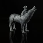 harmony in the night cute children and adorable animal contemporary bronze wolf sculpture sophie verger