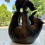 Deux rhinocéros animal mignon et adorable sculpture contemporaine en bronze pour jardin sophie verger