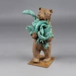 Bear in Kamchatka cute and adorable animal contemporary bronze bear sculpture catching fish sophie verger