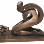 Isabel miramontes contemporary bronze sculpture abstract art sculpture decoration design a minimalism sculpture hasard a man playing a dice game ask for the question