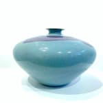 Stoneware with Blue Glaze and Purple Splashes Shoulder Vase, Jun Kilns liked, Song Dynasty Style Tsai Hsiao-fang contemporary ceramic art asian ceramic art asian porcelain art blue ceramic vase blue porcelaine vase art collection Art Yi gallery Brussels art gallery