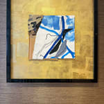 kostbaar bladgoud schilderij met mixed-media kunst van acryl en textiel van maison fabienne decornet Art Yi-galerij Kunstgalerij van Brussel