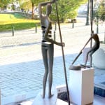 borigine beautiful girl on a boat contemporary bronze garden sculpture monumental sculpture isabel miramontes garden decoration design swimming pool chair art yi gallery brussels