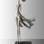 feeling hedwige leroux a beautiful and fine contemporary woman bronze sculpture dancing in her dress art yi brussels art gallery