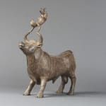 In the Arena or My Favourite Bull cute child and adorable animal contemporary bronze ox sculpture sophie verger