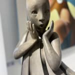 Angel passes Isabel miramontes dancing girl sculpture monumental sculpture garden sculpture contemporary bronze sculpture a beautiful girl in surprise of her dress blows up by wind Art Yi gallery Brussels art gallery