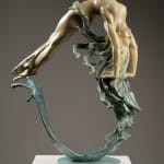 Heart of the horizon Liang Binbin contemporary sculpture bronze sculpture a swimming woman sculpture jump into water circle forming a heart shape of love with the blue aqua wave and sea sculpture water sculputre Art Yi gallery Brussels art gallery