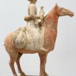 Tang dynasty Pottery figurine hunter on horse sculpture chinese antique pottery art in Brussels art gallery art yi