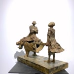 africa rikja lieven d'haese contemporary bronze sculpture of two boys playing with a hippo a hippo sculpture art animal sculpture child sculpture childhood dream Art Yi art gallery in brussels