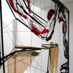 art contemporain installation murale art du verre techniques mixtes maison Fabienne Decornet design d'intérieur art abstrait poissons rouges et or Galerie Art Yi Galerie d'art de Bruxelles
