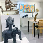 jumping elephant fun and happy contemporain bronze sculpture garden interior design sophie verger art gallery brussels