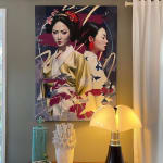 The night dream Damien Bassez beautiful japanese woman in kimono contemporary japanese painting of figuration oil painting Art Yi gallery Brussels art gallery