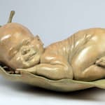 sweet dreams baby sculpture Liang Binbin cute baby sleeping on blue water bronze sculpture contemporary sculpture Art Yi gallery Brussels art gallery