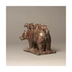 orso a piedi simpatico e adorabile animale scultura contemporanea in bronzo orsetto e madre sophie verger