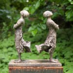 circle lieven d'haese contemporary bronze sculpture of two boys standing in the wind child sculpture childhood dream Art Yi art gallery in brussels
