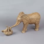 Bembeleza cute baby elephant playing with elephant contemporary bronze sculpture garden interior design sophie verger