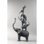 Vijf olifanten en een meisje hedendaags bronzen beeldentuin interieur ontwerp sophie verger art gallery brussel