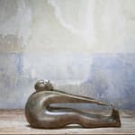 Isabel miramontes contemporary bronze sculpture abstract art sculpture decoration design minimalism a man sitting and stretching yoga reaching edge of the world