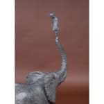 on the trunk adorable girl standing on an elephant sculpture contemporary bronze animal sculpture sophie verger art yi brussels art gallery