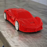 la ferra rode ferrari hedendaagse auto sculptuur luxe auto collectie model metaal kunst jean paul kala