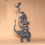 Sophie Verger colonne d'éléphant et une petite fille sculpture sculpture d'éléphant sculpture animalière sculpture en bronze sculpture de jardin galerie Art Yi galerie d'art de Bruxelles