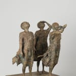 Eens zullen we piloot zijn lieven d'haese eigentijdse bronzen sculptuur jongens gooien papieren vliegtuigje in de lucht vliegen sculptuur tuin sculptuur kunst tuinontwerp Art Yi kind sculptuur kinderdroom kunstgalerie in brussel