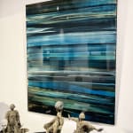 alluminescence Frédéric Halbreich blue black abstract oil lacquer painting on metal aluminum