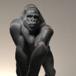 simia zwart gorilla dier hedendaagse beeldhouwkunst tuin beeldhouwkunst metaal van Jean-Paul KALA hedendaagse kunstgalerie brussels art yi
