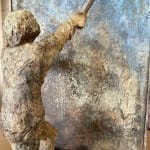 Painting in the sky in his special blue boy sculpture of Lieven D'Haese bronze sculpture figurative contemporary sculpture at Art Yi gallery in Brussels art gallery