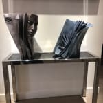 le lecteur contemporain bronze sculpture visage sculpture livre sculpture paola grizi italien sculpture jardin sculpture art yi galerie d'art de bruxelles