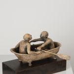 Op een zomerse dag in de badkamer lieven d'haese eigentijdse bronzen sculptuur bootsculptuur Art Yi kind sculptuur kinderdroom kunstgalerie in brussel