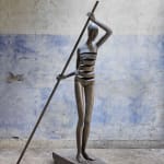borigine beautiful girl on a boat contemporary bronze garden sculpture monumental sculpture isabel miramontes garden decoration design swimming pool chair art yi gallery brussels