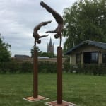 Our social distance Marc de Corte dancing woman sculpture couple sculpture couple dance sculpture girl sculpture naked human sculpture garden sculpture bronze sculpture contemporary sculpture Art Yi gallery Brussels art gallery