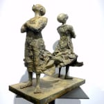 cirkel lieven d'haese hedendaagse bronzen sculptuur van twee jongens staand in de wind kindersculptuur kinderdroom Art Yi kunstgalerie in brussel