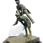 Bal masqué lieven d'haese contemporary bronze sculpture awo boys playing and jumping like rabbit sculpture Art Yi child sculpture childhood art gallery in brussels