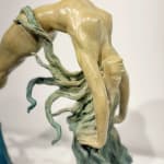 Heart of the horizon Liang Binbin contemporary sculpture bronze sculpture a swimming woman sculpture jump into water circle forming a heart shape of love with the blue aqua wave and sea sculpture water sculputre Art Yi gallery Brussels art gallery