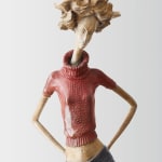 pourquoi pas femme sculpture sculpture figurative art contemporain Hedwige Leroux sculpture d'une citadine en jean Galerie Art Yi Galerie d'art de Bruxelles