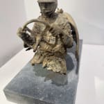 master of speed racing car sculpture of Lieven D'Haese a boy is driving a racing car contemporary sculpture bronze sculpture Art Yi Gallery Brussels art gallery