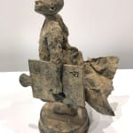 Missing link lieven d'haese contemporary bronze sculpture a boy running with a puzzle sculpture child sculpture childhood Art Yi art gallery in brussels