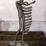 Isabel miramontes contemporary bronze sculpture abstract art musician sculpture rock my heart a musician playing violin