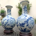一對清代青花牡丹蝴蝶紋天花瓶（雍正下款）蔡晓芳當代陶瓷藝術亞洲陶瓷藝術亞洲瓷器藝術藍瓷花瓶藍瓷花瓶藝術收藏